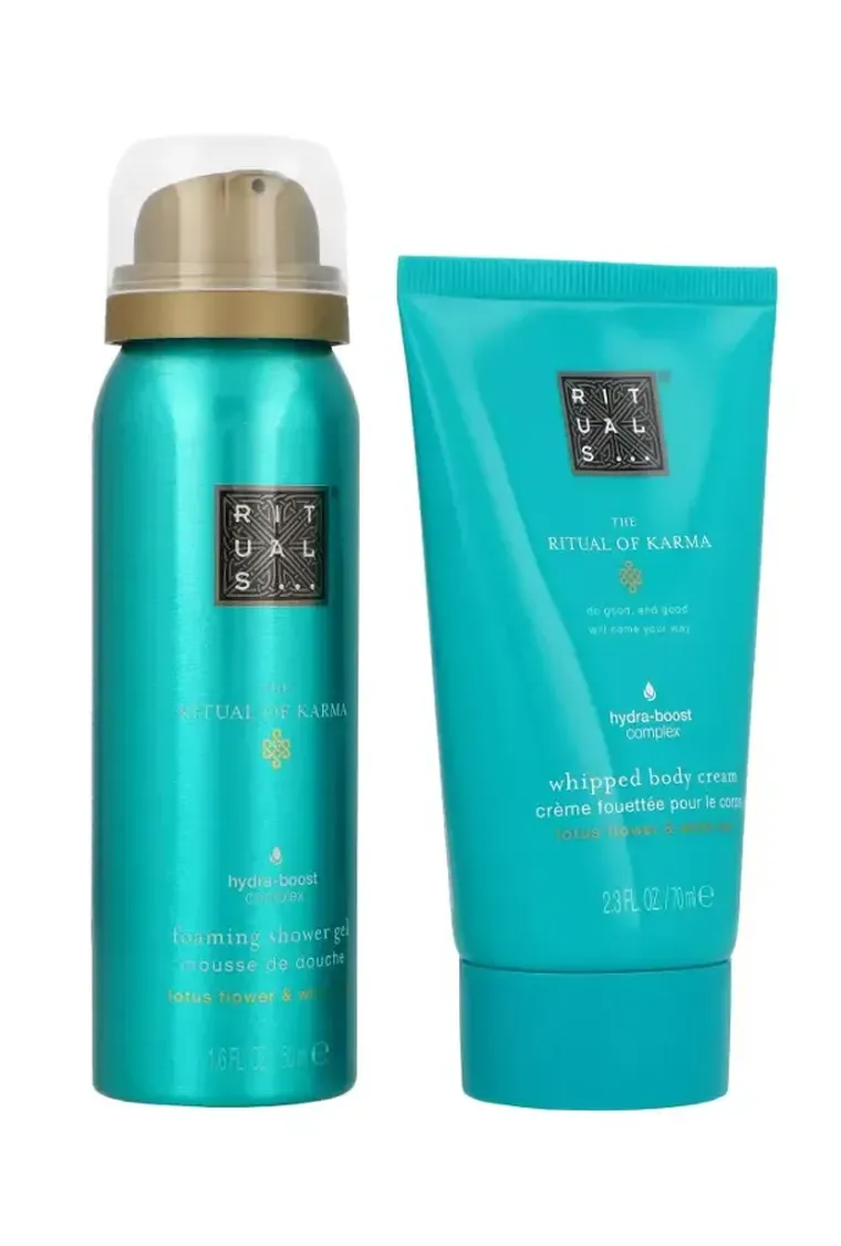 Rituals, The Ritual Of Karma Foaming, zestaw: pianka pod prysznic, 50 ml + krem do ciała, 70 ml