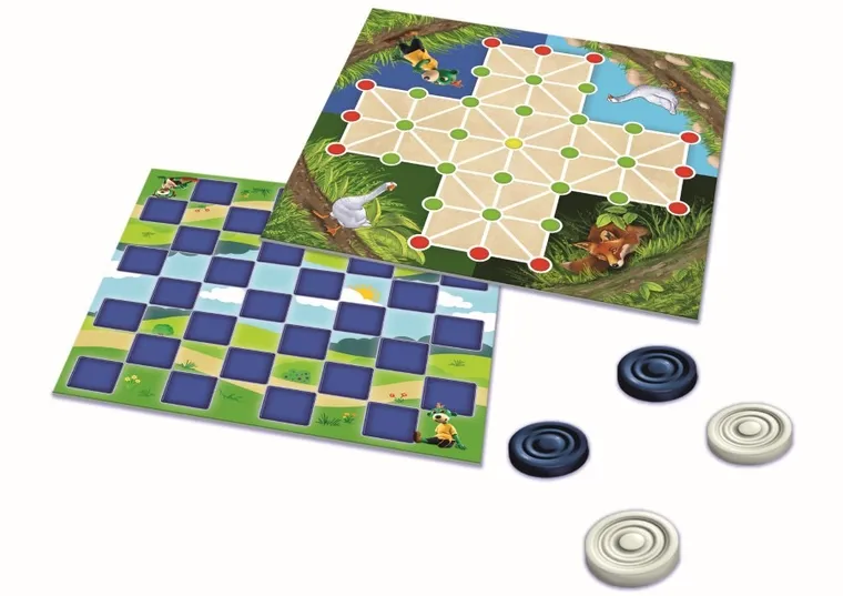 Rodzina Treflików, Warcaby + Lis i Gęsi, zestaw gier