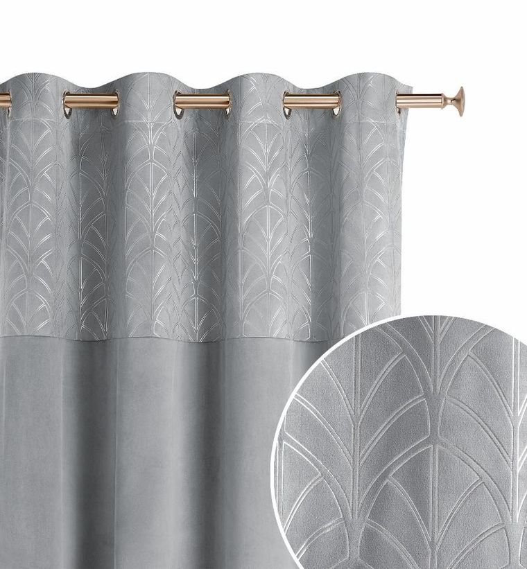 Room99, Bliss, zasłona welurowa na srebrnych przelotkach, jasnoszara, 140-250 cm