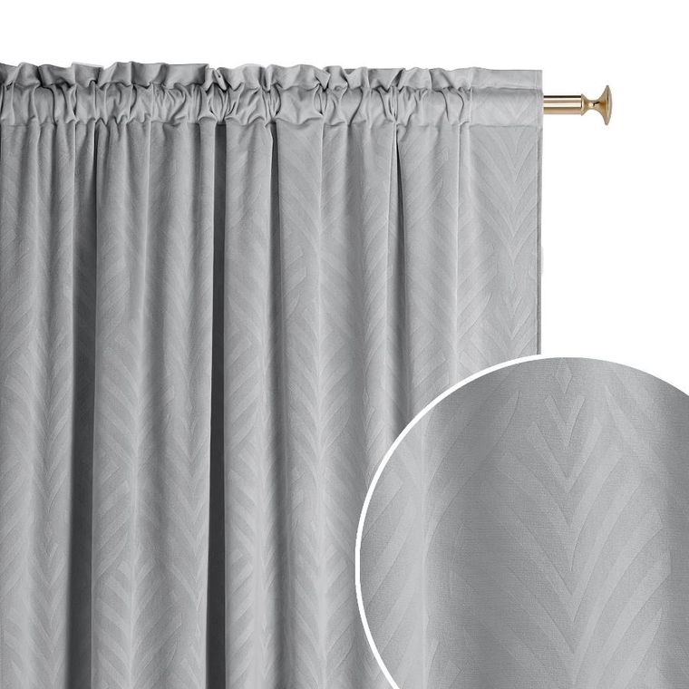 Room99, Leafly, zasłona welurowa na taśmie jasnoszara, 140-250 cm