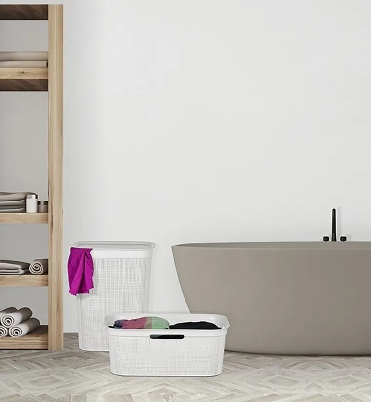 Rotho, Brisen, kosz na bieliznę, biały, 50l