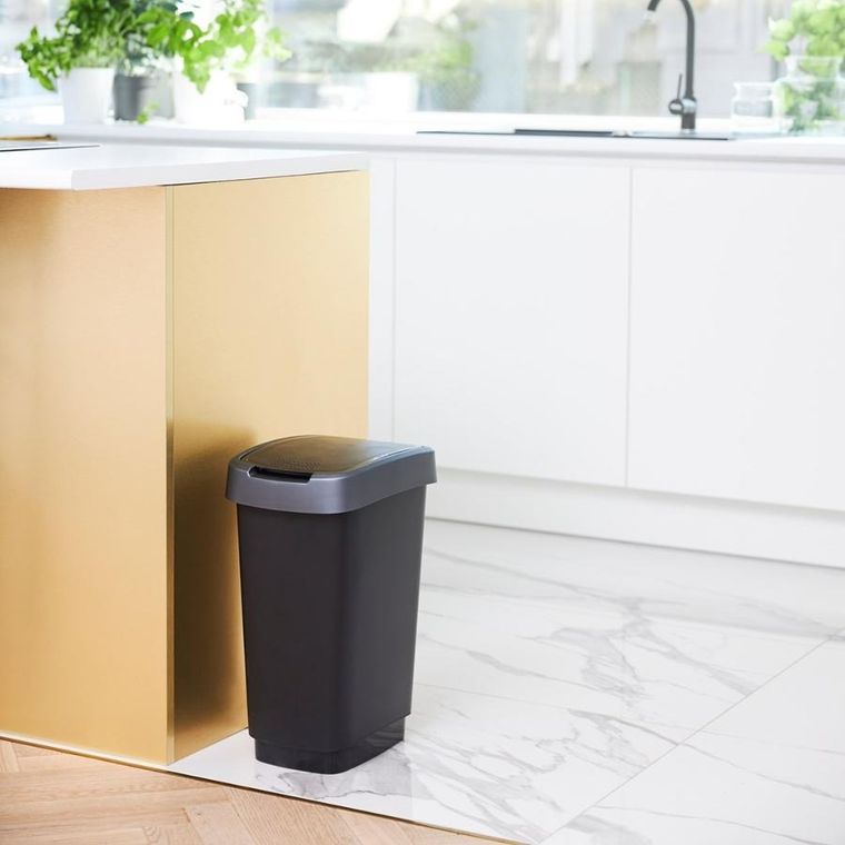 Rotho, Twist, kosz na śmieci, obrotowy, srebrny, 25l