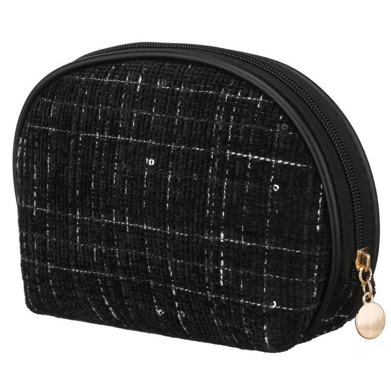 Rovicky, kosmetyczka, tkanina syntetyczna, 1-komorowa, krata, czarna