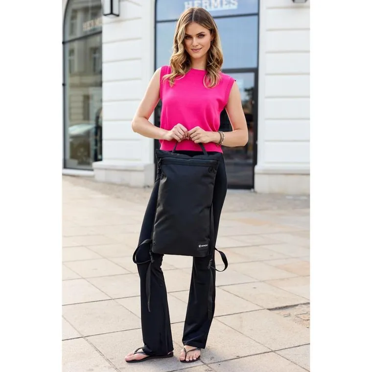 Rovicky, plecak-worek, z materiału syntetycznego, czarny