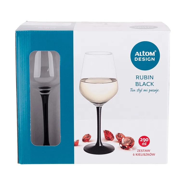 Royal Leerdam, Rubin black, kieliszki do wina białego, 290 ml, 6 szt.