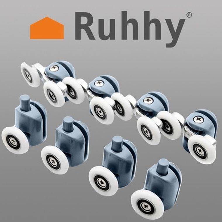 Ruhhy, kółka do kabiny prysznicowej, 8 szt.