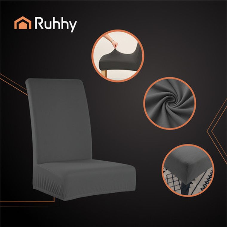 Ruhhy, pokrowce na krzesła, ciemnoszare, 6 szt.