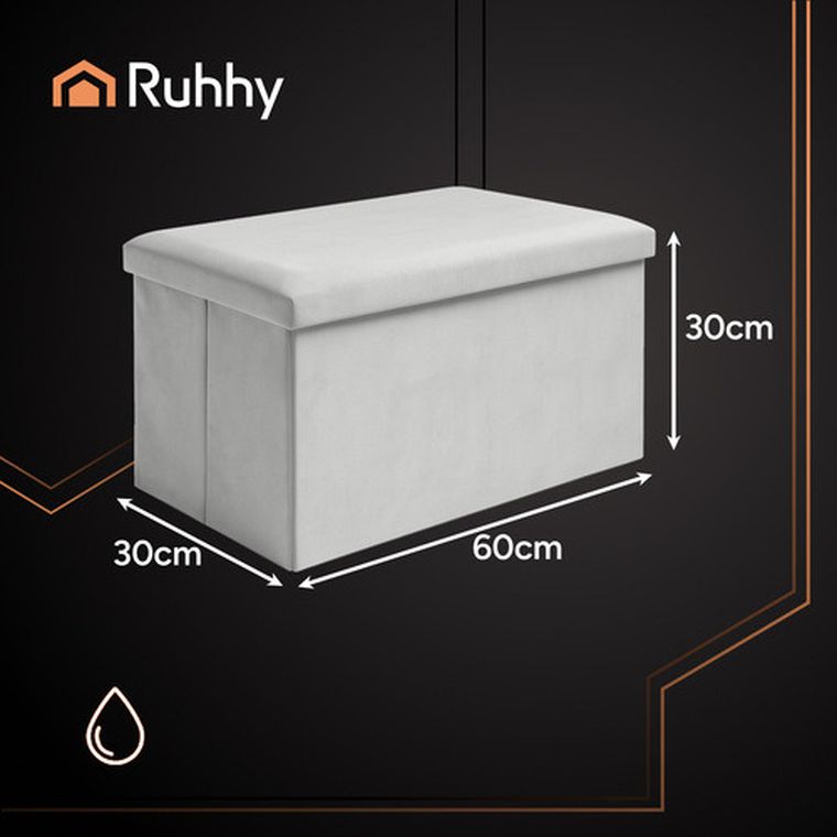 Ruhhy, pufa welurowa, szara, 60-30-30 cm