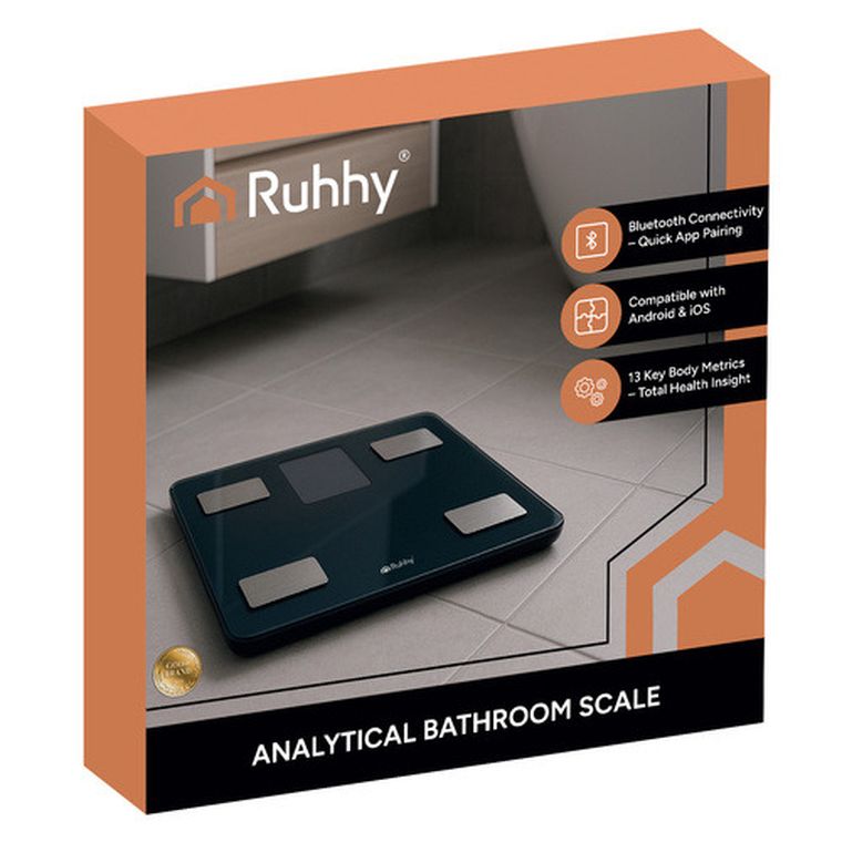 Ruhhy, waga łazienkowa, LCD-analityczna, czarna