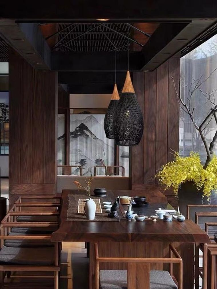 Rustykalna, lampa wisząca, rattanowa, 35 cm, czarna