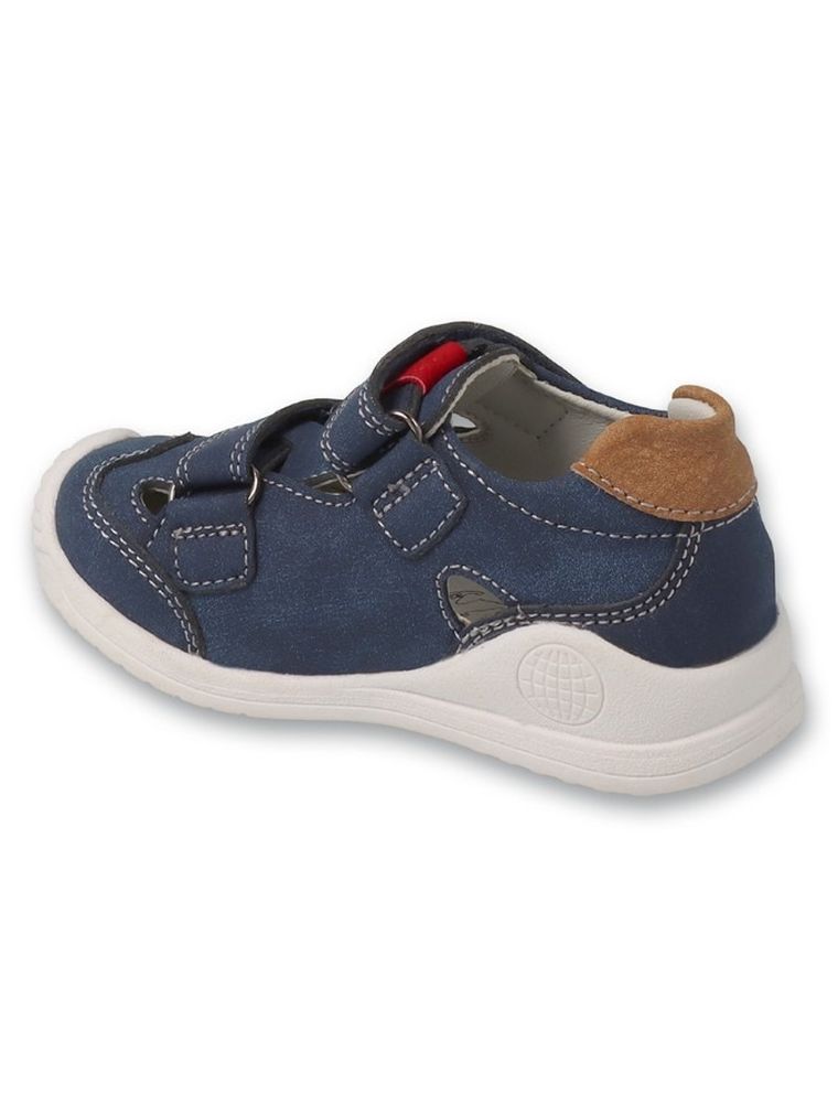 Sandały chłopięce, granatowe, skórzana wkładka, Befado