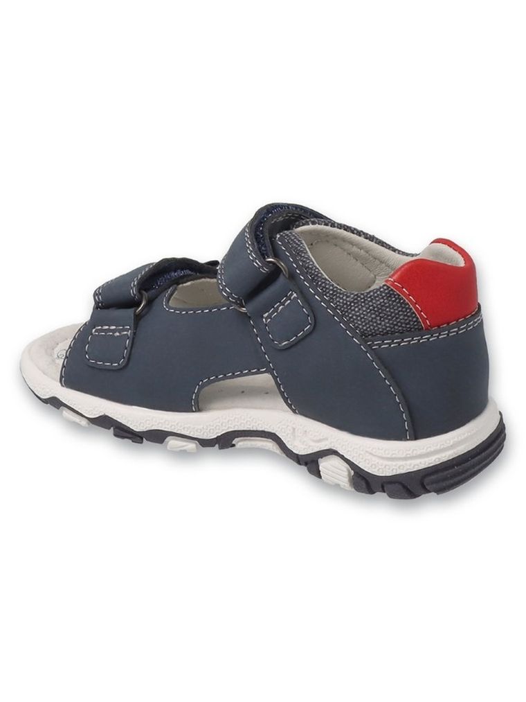 Sandały chłopięce, granatowe, skórzana wkładka, Befado