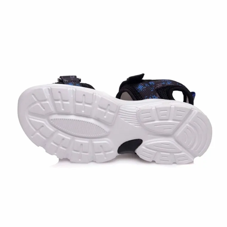 Sandały chłopięce, niebieskie, skórzana wkładka, Weestep