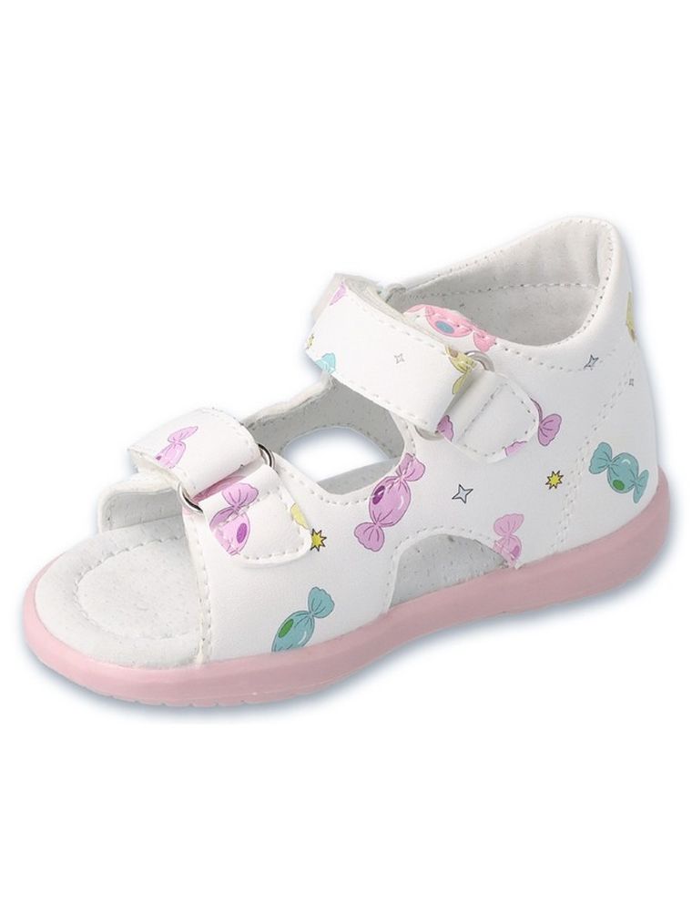 Sandały dziewczęce, białe, skórzana wkładka, Befado