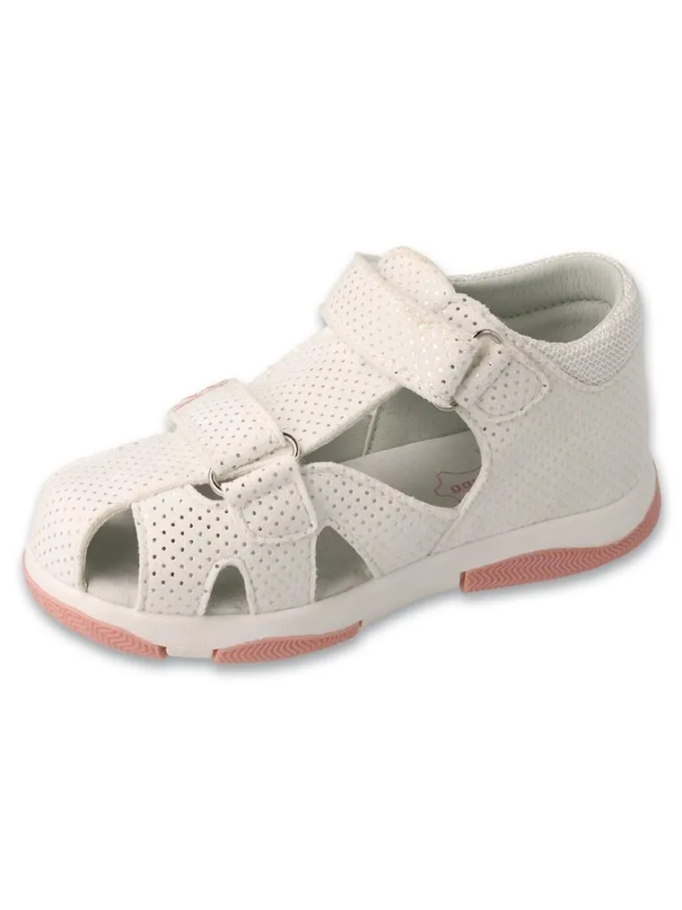 Sandały dziewczęce, ecru, skórzana wkładka, Befado