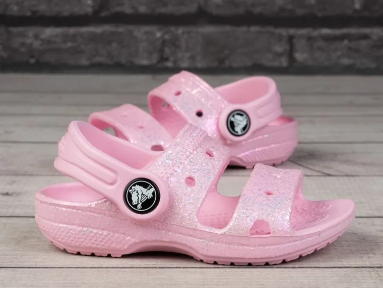 Sandały dziewczęce, różowe, Crocs Classic Glitter