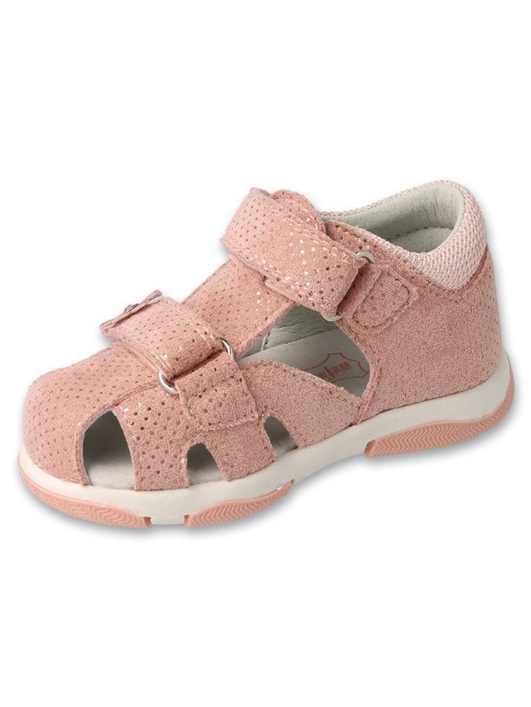 Sandały dziewczęce, różowe, skórzana wkładka, Befado