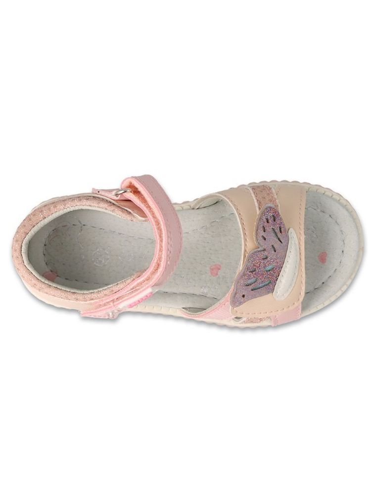 Sandały dziewczęce, różowe, skórzana wkładka, Befado