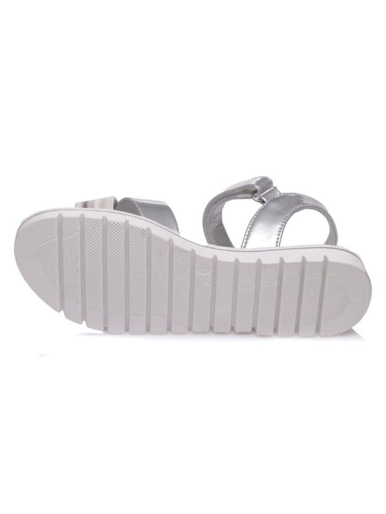 Sandały dziewczęce, srebrne, skórzana wkładka, Weestep