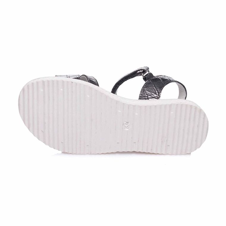 Sandały dziewczęce, szare, skórzana wkładka, Weestep