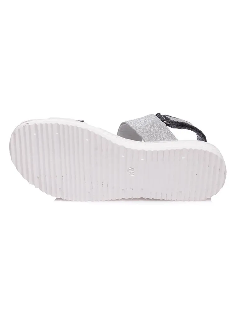 Sandały dziewczęce, szare, skórzana wkładka, Weestep