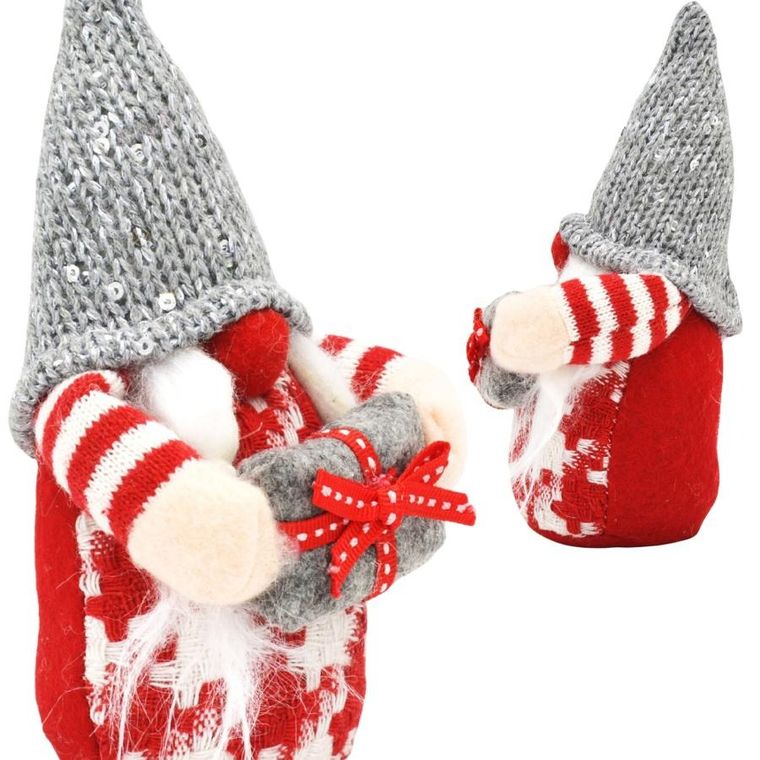 Saska Christmas, skrzat, gnom dekoracyjny, szary, 15 cm