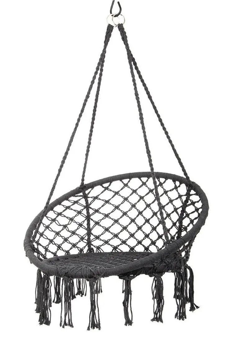 Saska Garden, ażurowy fotel wiszący, bocianie gniazdo, ciemny szary, 80-60 cm