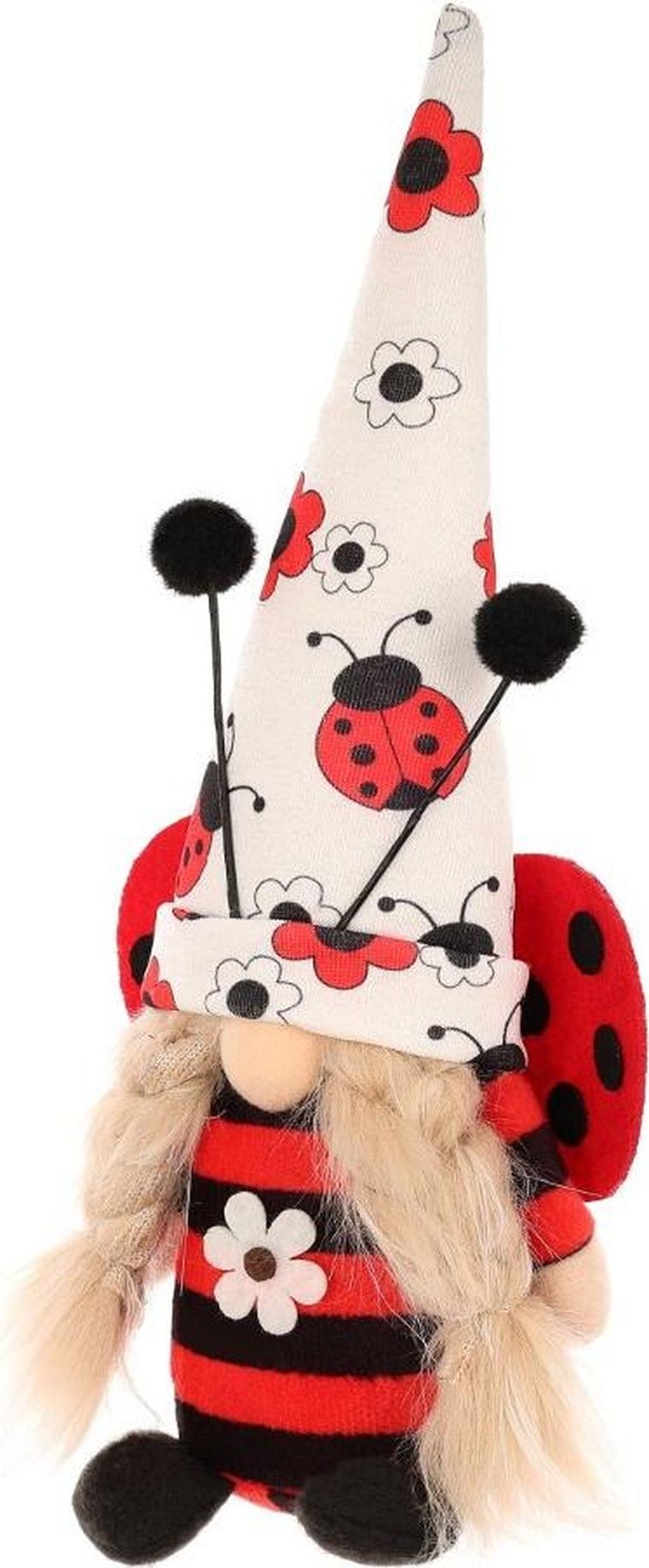 Saska Garden, dekoracja wiosenna, skrzat gnom, biedronka, 24 cm