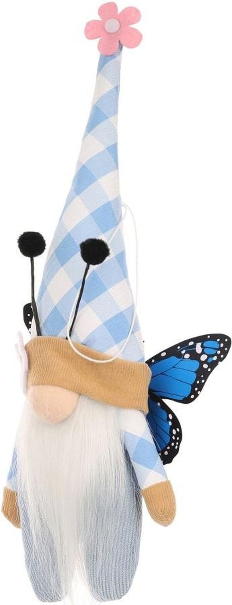 Saska Garden, dekoracja wiosenna, skrzat gnom, motyl, niebieski, 25 cm