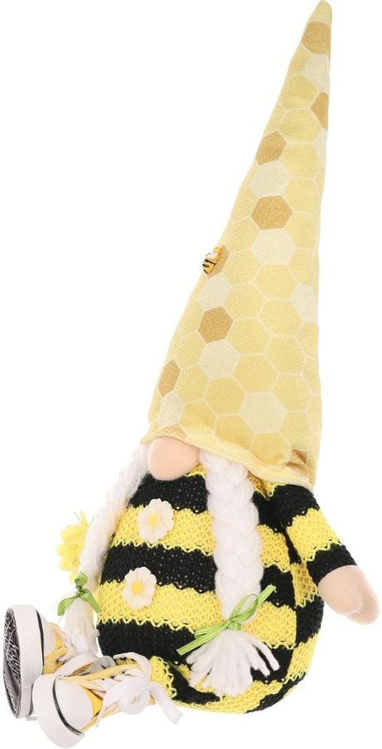 Saska Garden, dekoracja wiosenna, skrzat gnom, siedzący pszczółka w trampkach, 35+6 cm