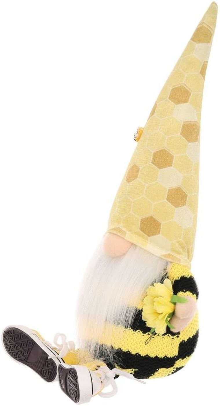 Saska Garden, dekoracja wiosenna, skrzat gnom, siedzący truteń w trampkach, 35+6 cm