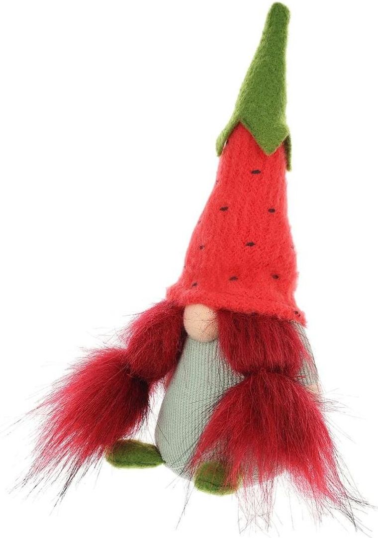 Saska Garden, dekoracja wiosenna, skrzat gnom, truskawka, 20 cm