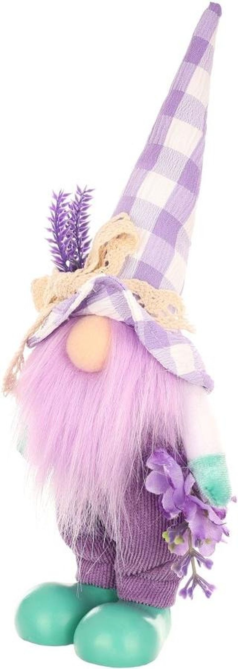 Saska Garden, dekoracja wiosenna, skrzat gnom, z lawendą, 25 cm