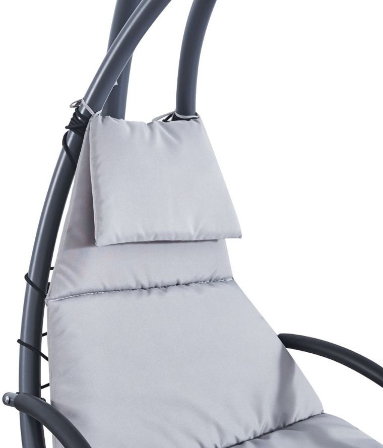 Saska Garden, huśtawka z parasolem, Lizbona, jasno-szara, 190-105-205 cm