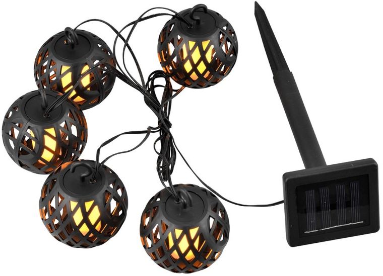 Saska Garden, lampa solarna kule ogniowe, 7 cm, 5 szt.