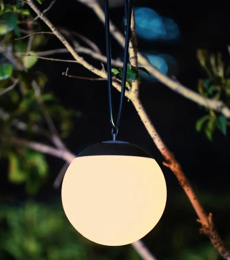 Saska Garden, lampa solarna plastikowa, kula wisząca, 20 cm