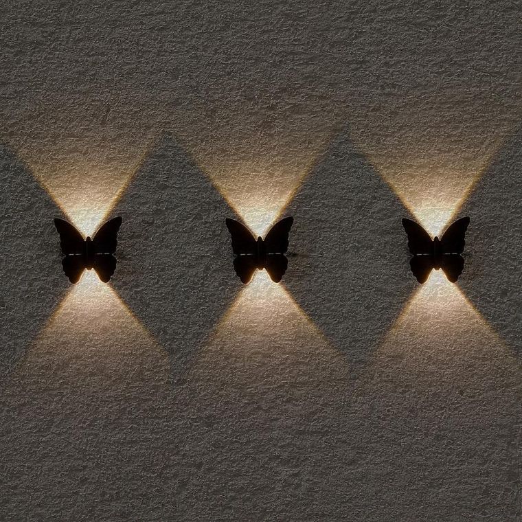 Saska Garden, lampa solarna, ścienna, motyl, 2 LED