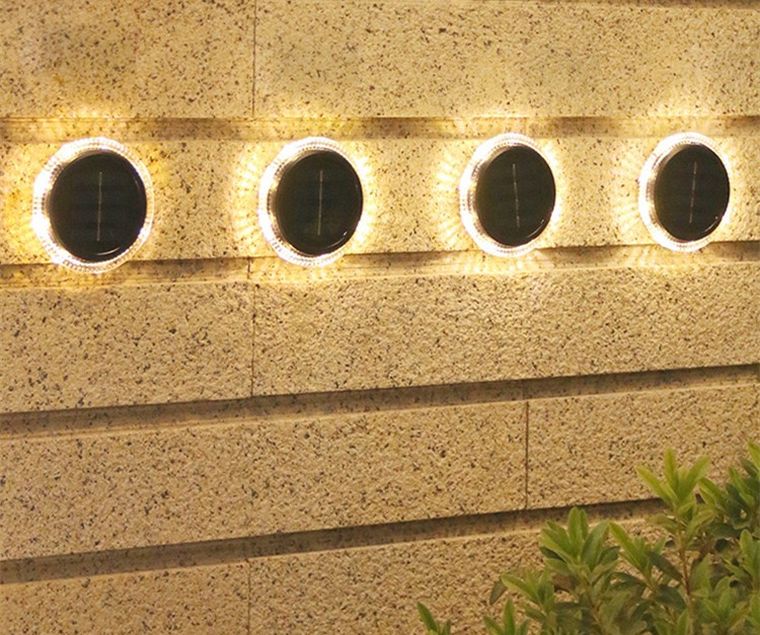 Saska Garden, lampy solarne dyskowe do wbicia w grunt lub montażu na ścianie, 2 szt.