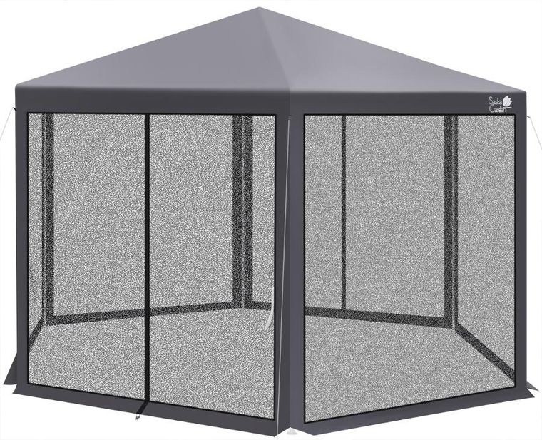Saska garden, pawilon ogrodowy sześciokątny z moskitierą, szary, 2-2-2-25 m