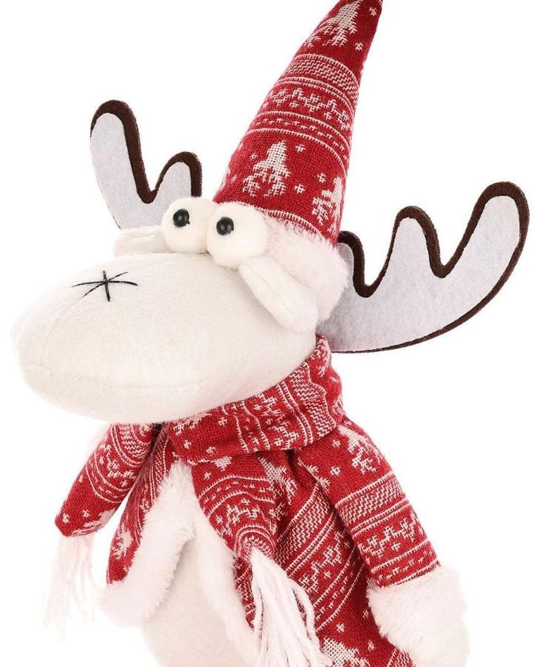 Saska Garden, renifer dekoracyjny, biały, 35+20 cm