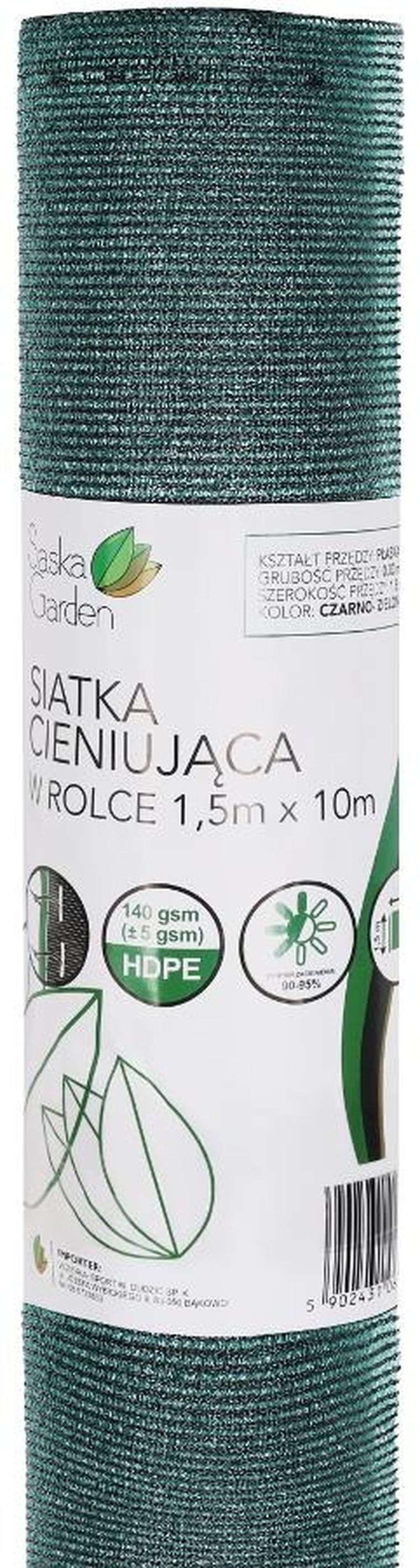 Saska Garden, siatka cieniująca, ciemno zielona, 140g/m2, 15-10 m
