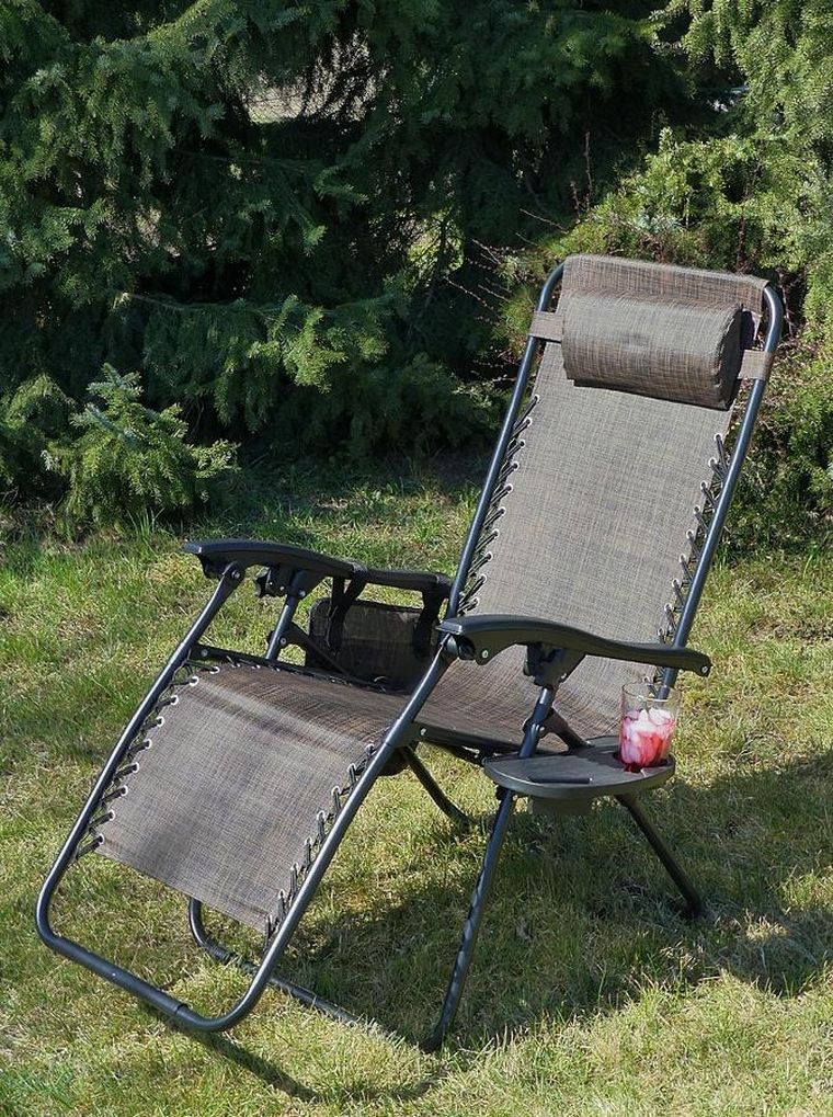 Saska Garden, składany leżak ogrodowy, brązowy, 175-52/65-107 cm