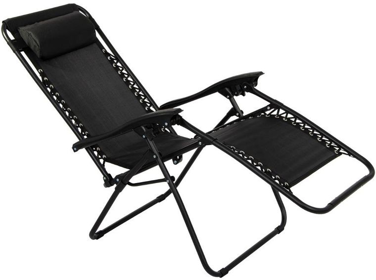 Saska Garden, składany leżak ogrodowy, czarny, 175-52/65-107 cm