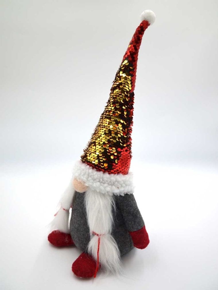 Saska Garden, skrzat dekoracyjny z magicznymi cekinami, szary, 35 cm