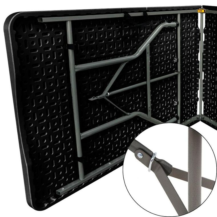 Saska Garden, stół cateringowy, składany w walizkę, 180-70-74 cm, max 100 kg, czarny