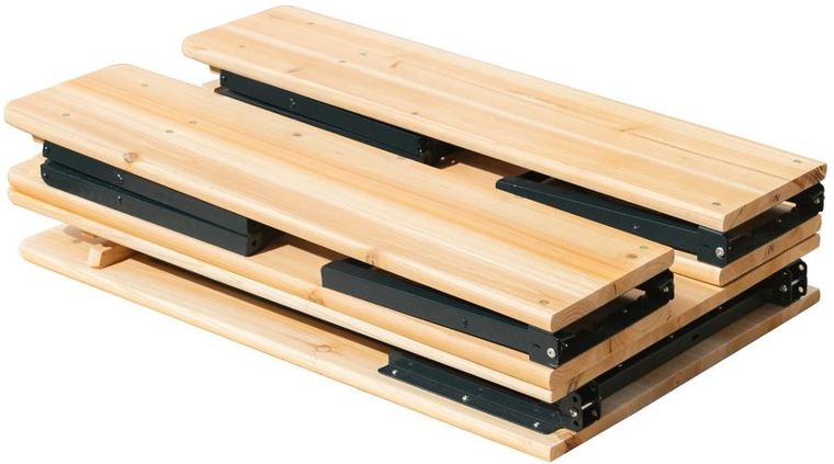 Saska Garden, zestaw piknikowy barowy, drewniany stół i 2 ławki, składany