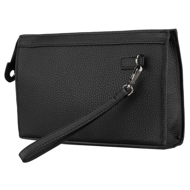 Saszetka do ręki, czarna, skóra ekologiczna, Rovicky