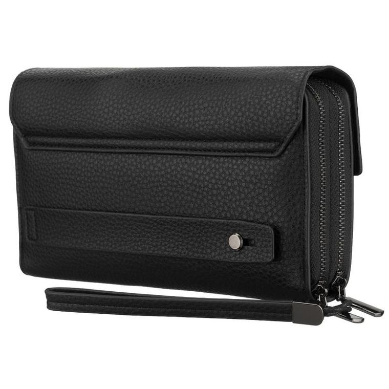 Saszetka do ręki, czarna, skóra ekologiczna, Rovicky