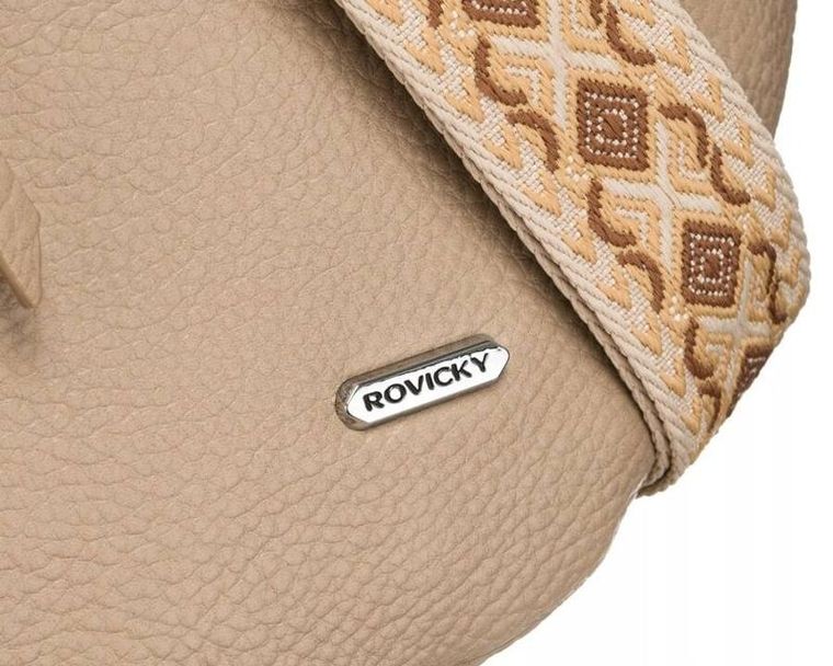 Saszetka na biodro, nerka, beżowa, skóra ekologiczna, Rovicky