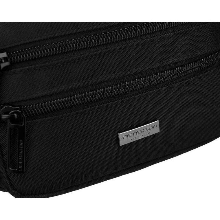 Saszetka na biodro, nerka, czarna, Peterson